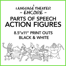Load image into Gallery viewer, A Language Theater Encore: The Nine Parts of Speech Action Figures for Download in Black and White
